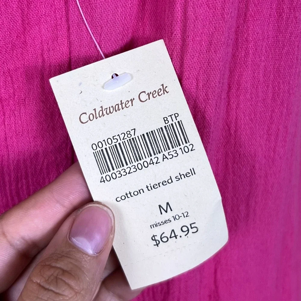 Coldwater Creek Tank Size M Hot Pink Ruffle Tiered Beach Summer Crochet Collar - Picture 9 of 11